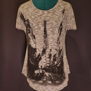 3/$20 Stylish Gray Graphic Women's Top